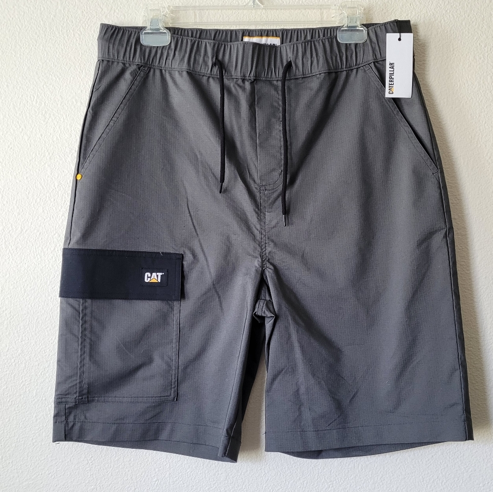 Caterpillar Tie Waist Stretch Ripstop Cargo Shorts Dark Shadow NWT #4080074